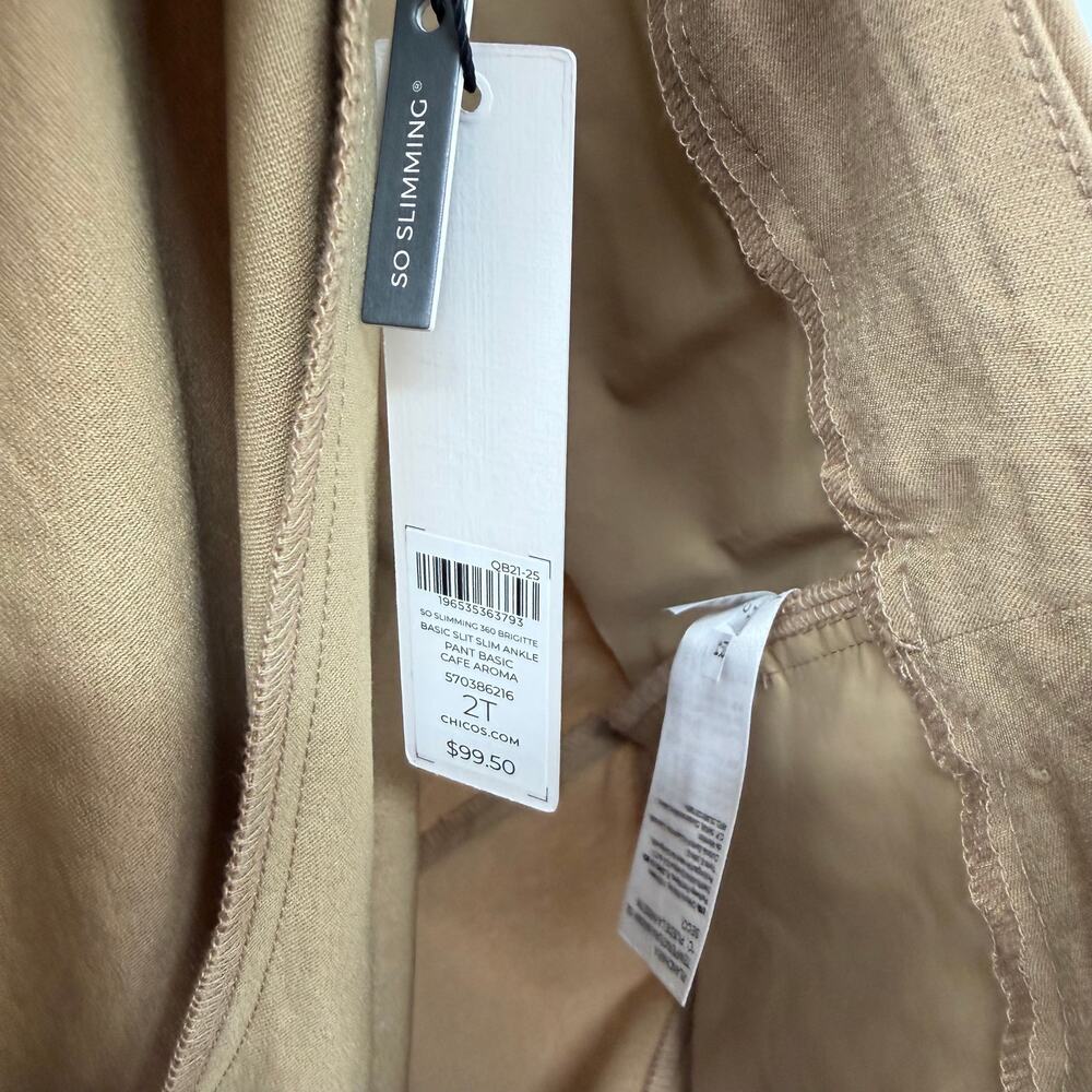 NEW Chico's Tan So Slimming Brigitte Slim Leg Pants Sz 2T (12 Tall) - Picture 6 of 8